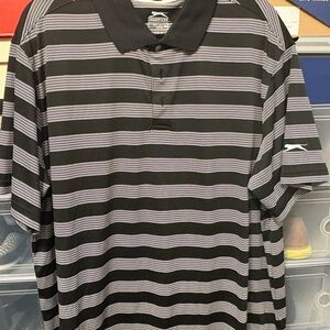 Slazenger Black and Gray Striped Men's Polo Golf Shirt